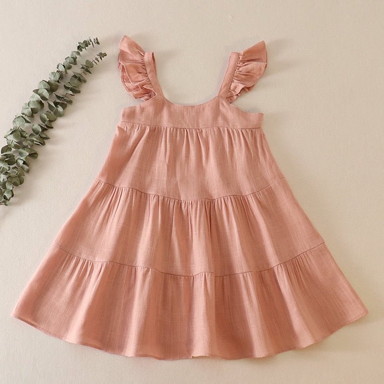 Linen Blush Tiered Ruffle Dress - Gibs+Grady