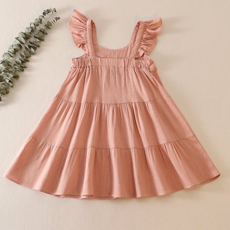 Linen Blush Tiered Ruffle Dress - Gibs+Grady