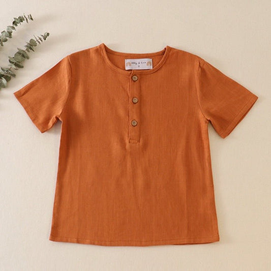 Linen Brown Button Top - Gibs+Grady