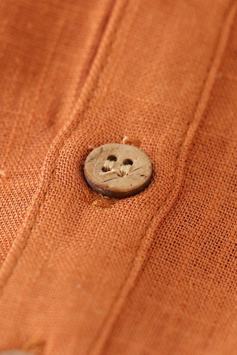 Linen Brown Button Top - Gibs+Grady