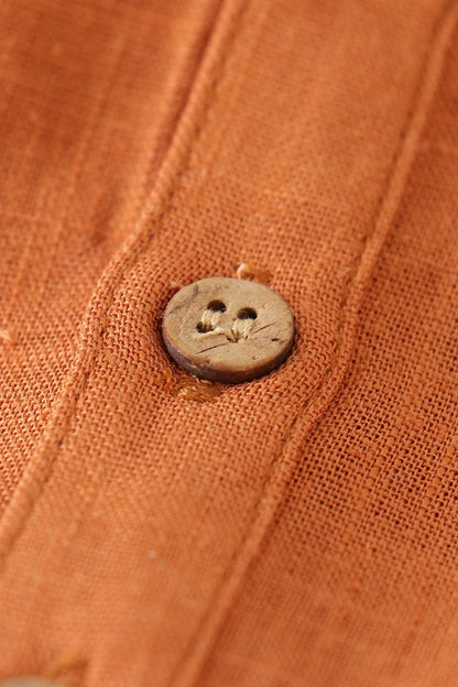 Linen Brown Button Top - Gibs+Grady