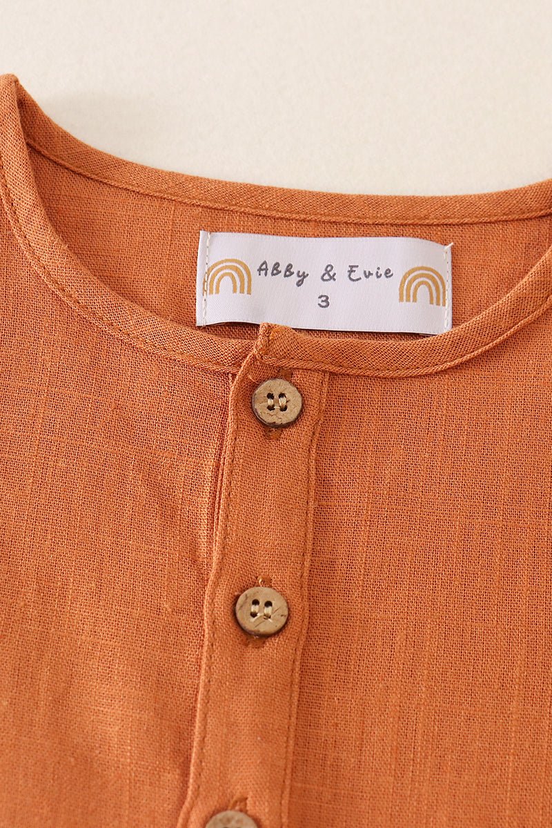 Linen Brown Button Top - Gibs+Grady