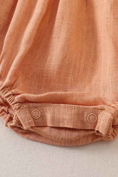 Linen Daisy Embroidered Coral Ruffle Bubble - Gibs+Grady