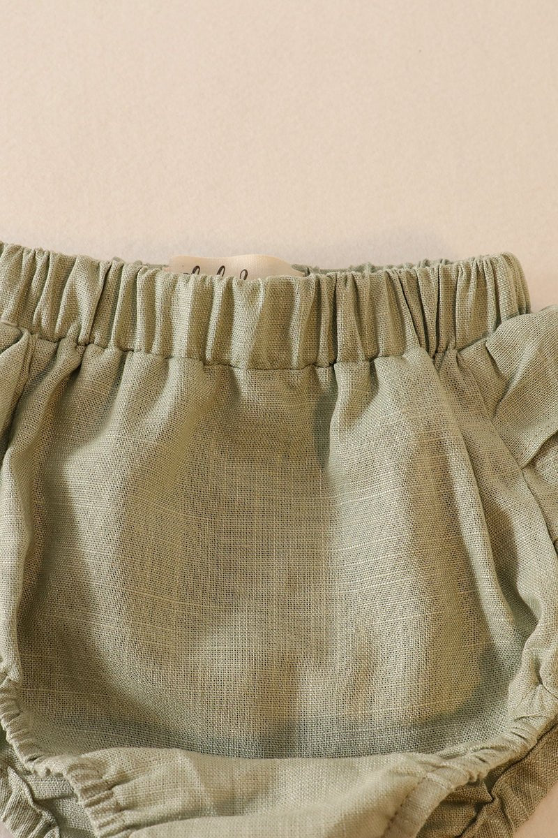 Linen Green Ruffle 2pc Baby Set - Gibs+Grady