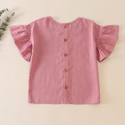 Linen Mauve Ruffle Girl Top - Gibs+Grady