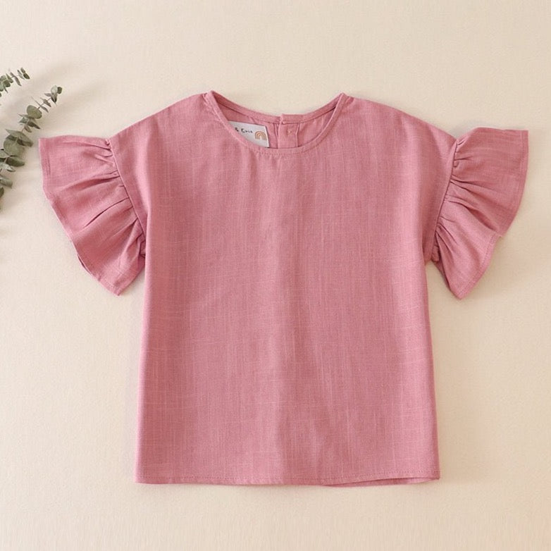 Linen Mauve Ruffle Girl Top - Gibs+Grady