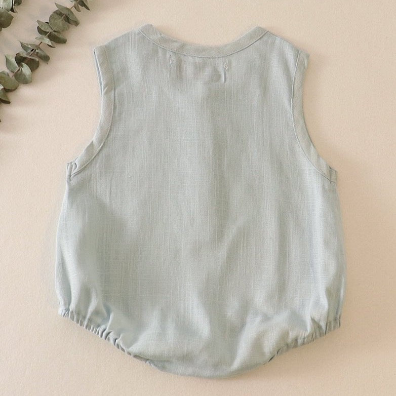 Linen Mint Button Down Baby Bubble - Gibs+Grady