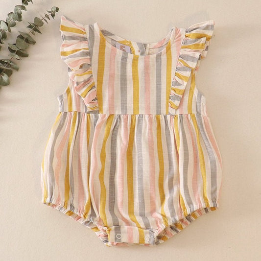 Linen Multistripe Ruffle Bubble - Gibs+Grady