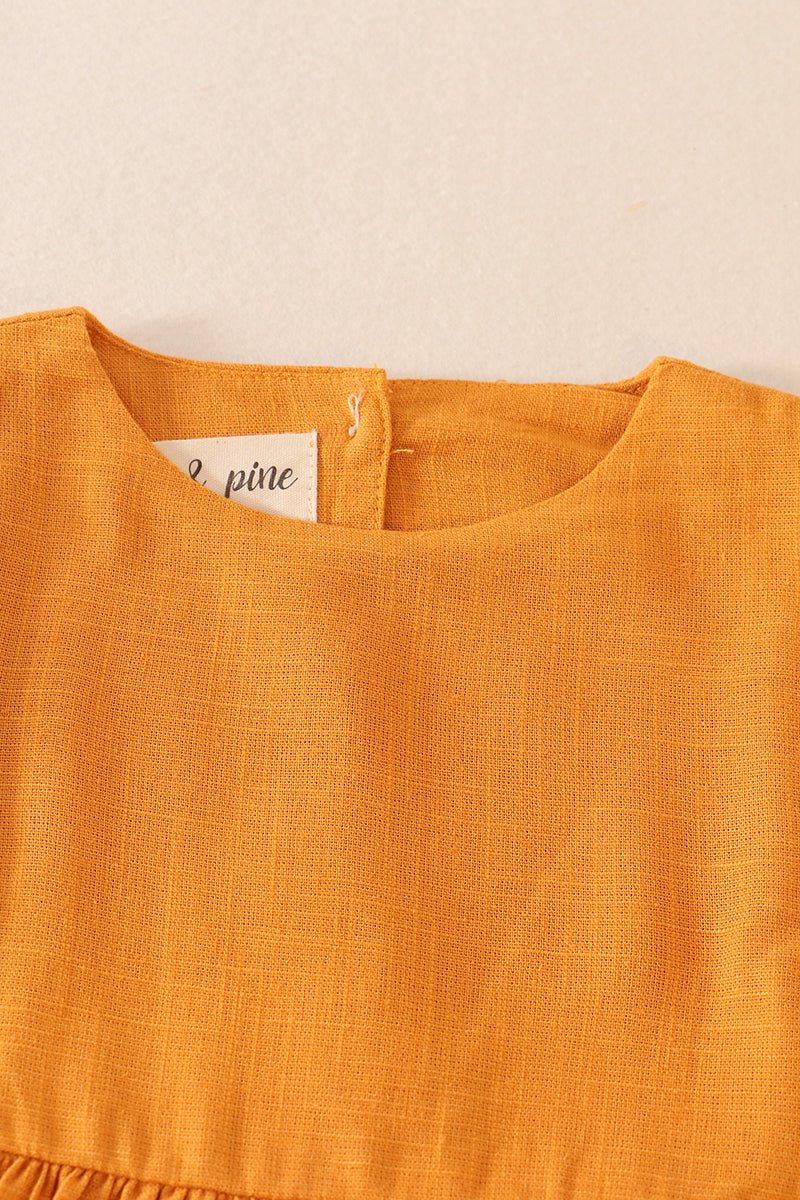 Linen Mustard Ruffle Dress - Gibs+Grady