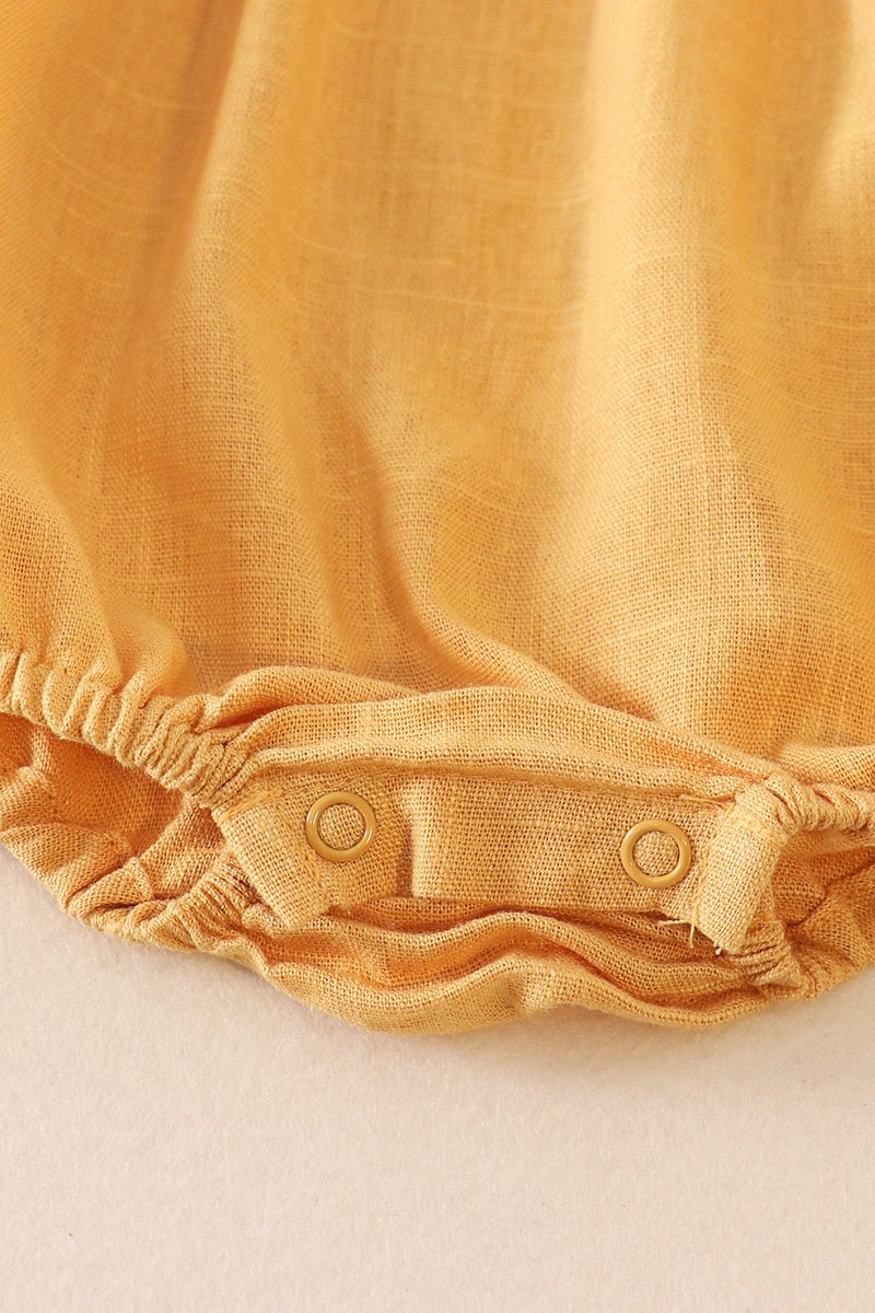 Linen Mustard Ruffle Strap Girl Bubble - Gibs+Grady