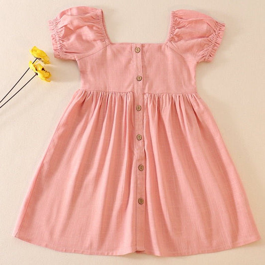 Linen Pink Button Dress - Gibs+Grady