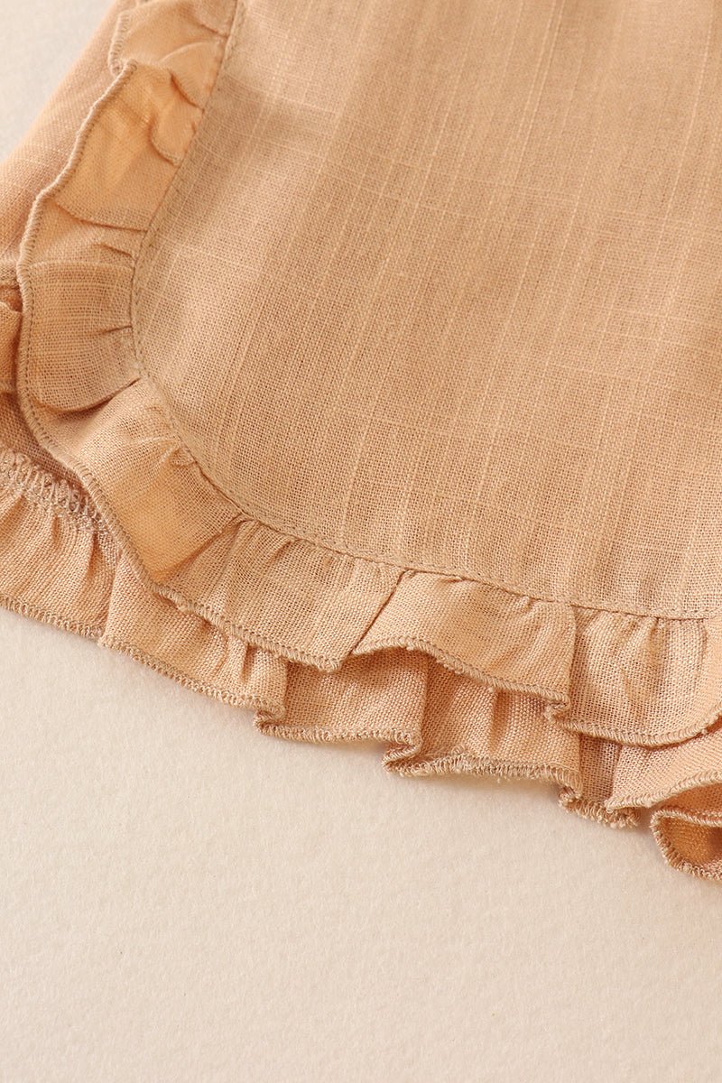 Linen Ruffle Shorts - Beige - Gibs+Grady