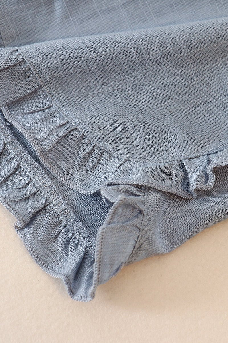 Linen Ruffle Shorts - Blue - Gibs+Grady