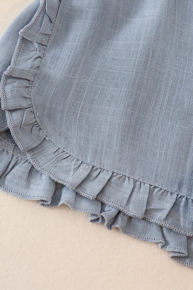 Linen Ruffle Shorts - Blue - Gibs+Grady