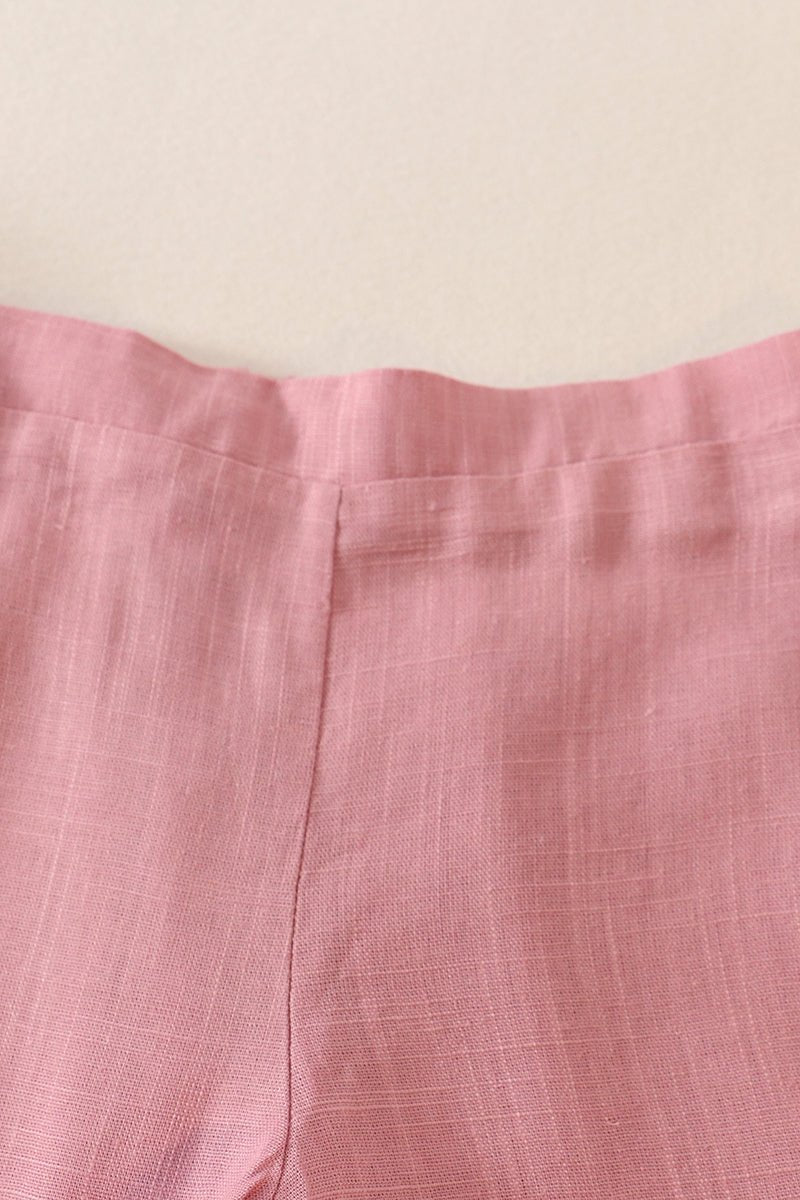 Linen Ruffle Shorts - Pink - Gibs+Grady