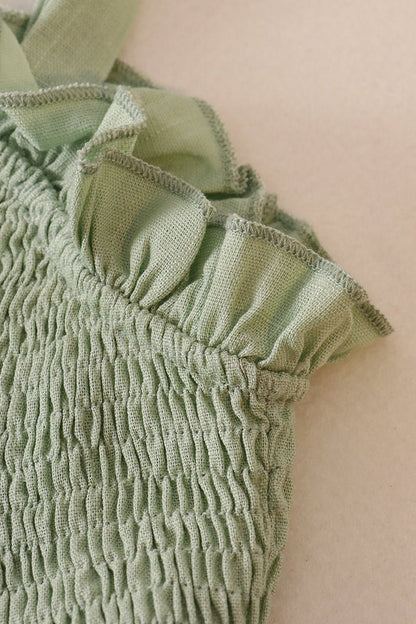 Linen Smocked Sage Button Dress - Gibs+Grady