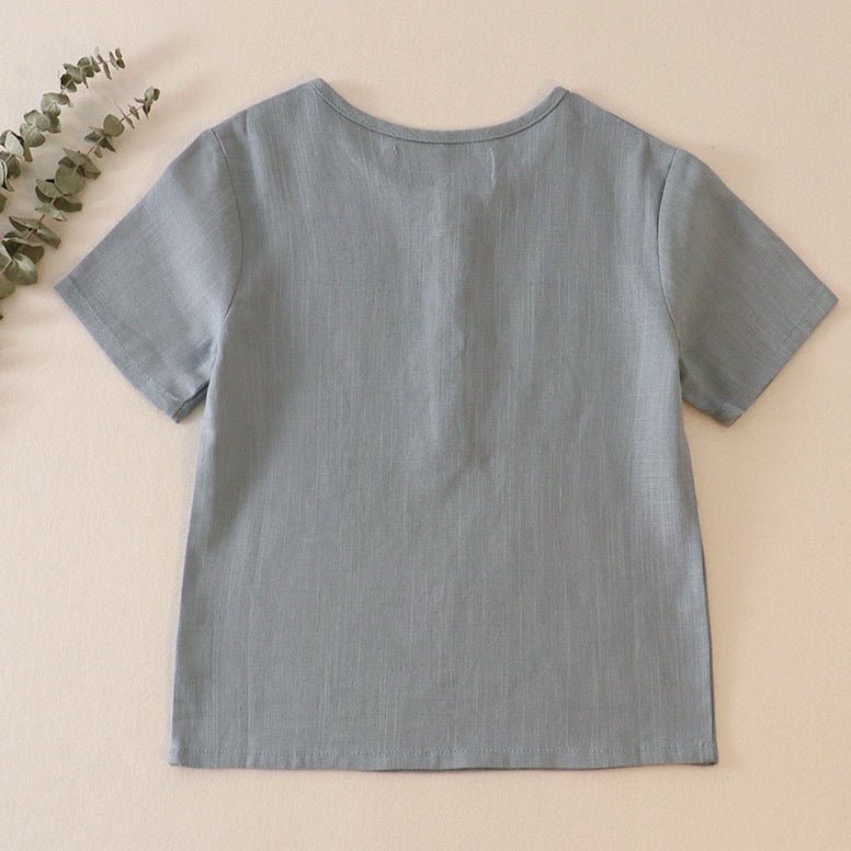 Linen Teal Button Top - Gibs+Grady