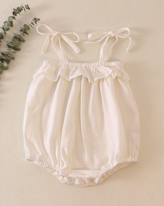 Linen White Ruffle Strap Bubble - Gibs+Grady