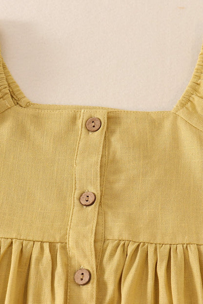 Linen Yellow Button Dress - Gibs+Grady