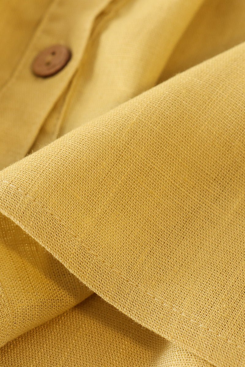 Linen Yellow Button Dress - Gibs+Grady