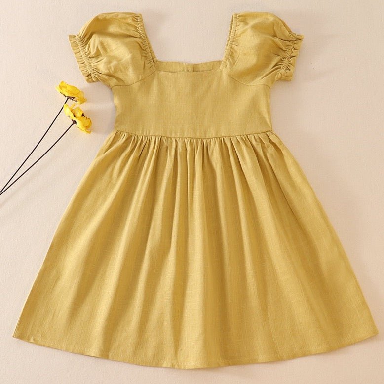 Linen Yellow Button Dress - Gibs+Grady