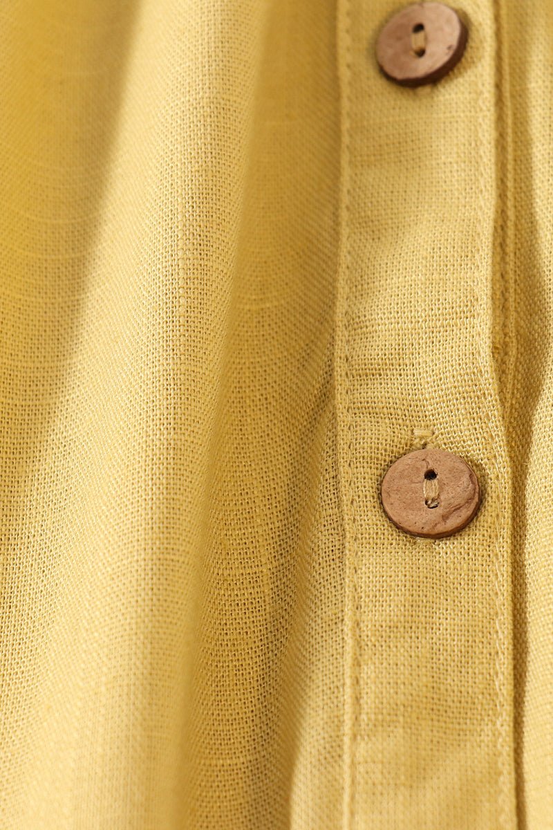 Linen Yellow Button Dress - Gibs+Grady