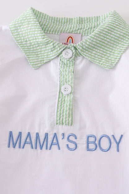 Mama’s Boy Embroidered Seersucker Boy Shirt - Gibs+Grady