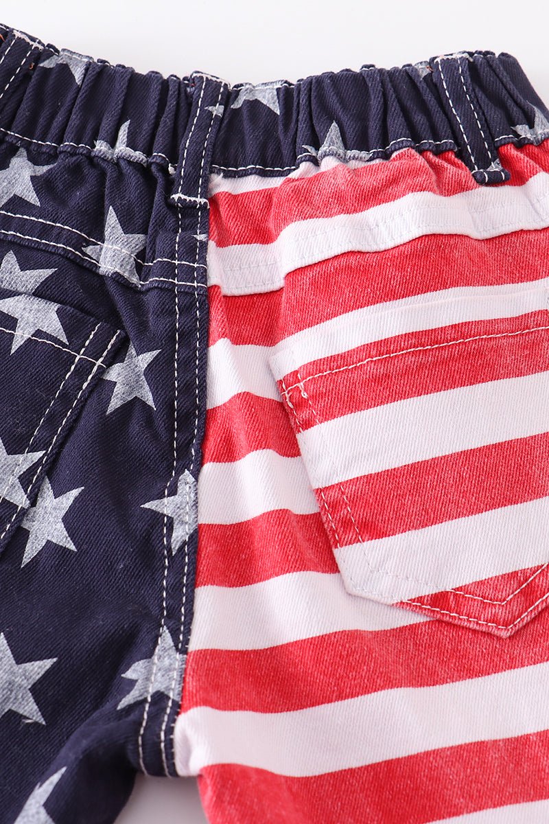 Patriotic Flag Double Layered Ruffle Denim Jeans - Gibs+Grady