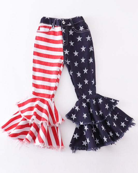 Patriotic Flag Double Layered Ruffle Denim Jeans - Gibs+Grady