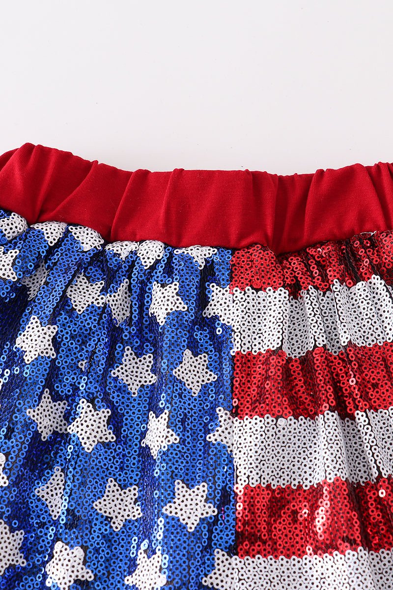 Patriotic Flag Sequin Girl Skirt - Gibs+Grady