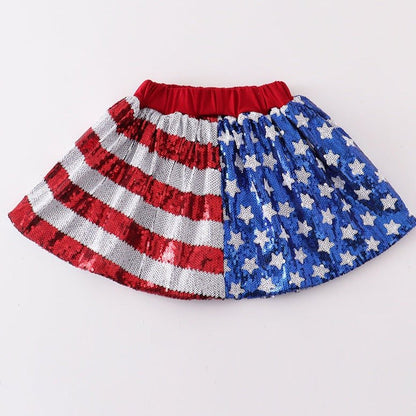 Patriotic Flag Sequin Girl Skirt - Gibs+Grady