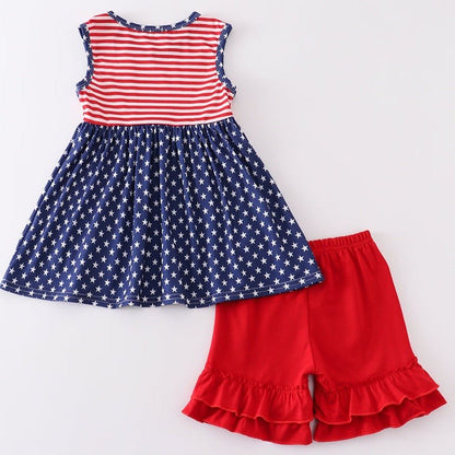 Patriotic Star Print Girl Set - Gibs+Grady