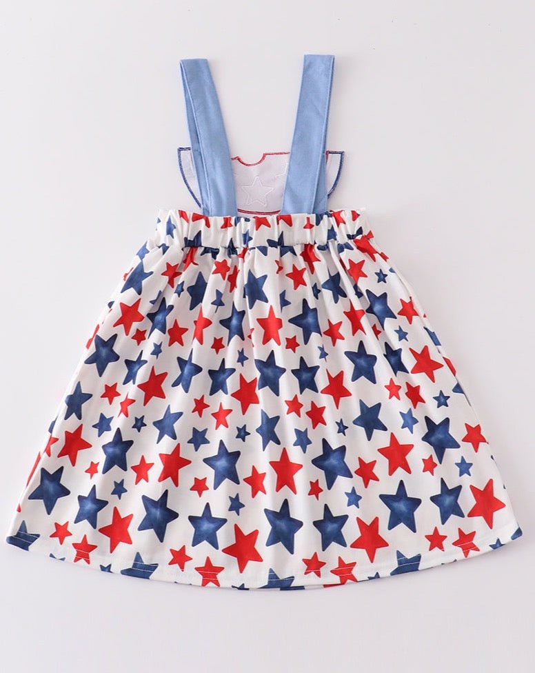 Patriotic Star Print Watermelon Applique Dress - Gibs+Grady