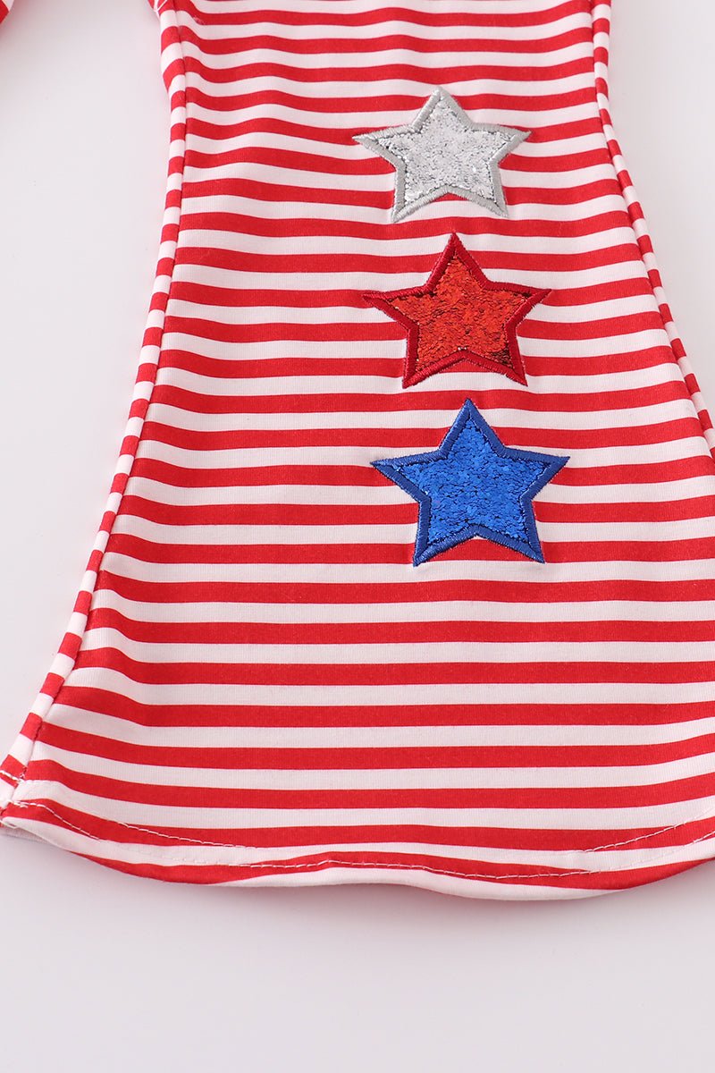 Patriotic Star Red Stripe Girl Bell Bottoms - Gibs+Grady