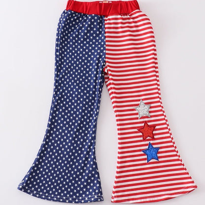 Patriotic Star Red White and Blue Girl Bell Bottoms - Gibs+Grady