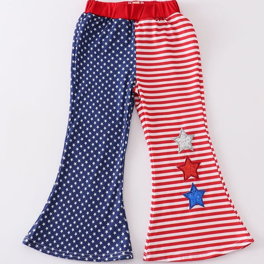 Patriotic Star Red White and Blue Girl Bell Bottoms - Gibs+Grady