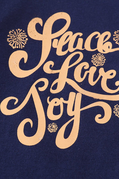 Peace Love Joy Print Navy Girl Top - Gibs+Grady