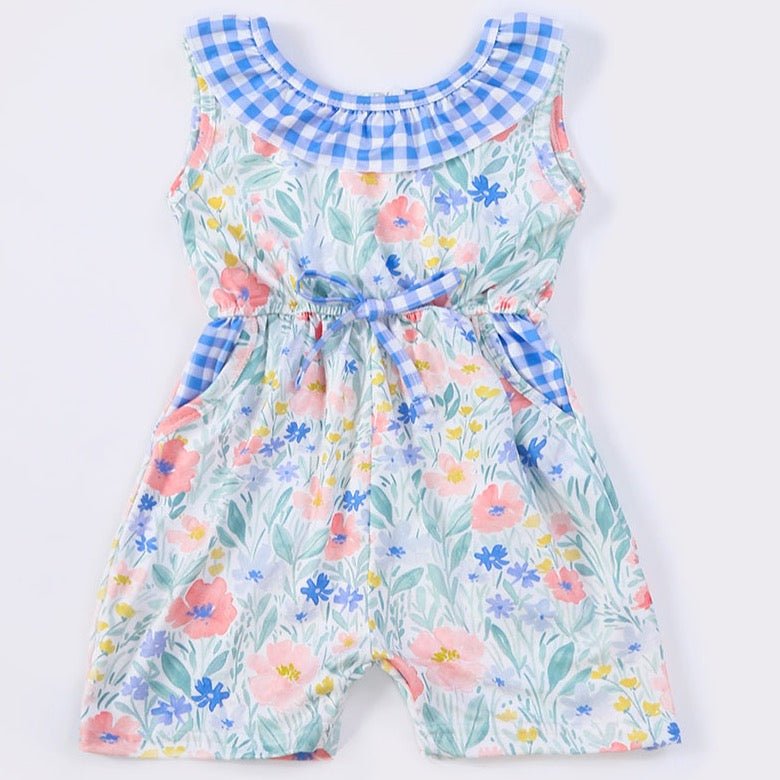 Peyton Blue Floral Plaid Jumpsuit - Gibs+Grady