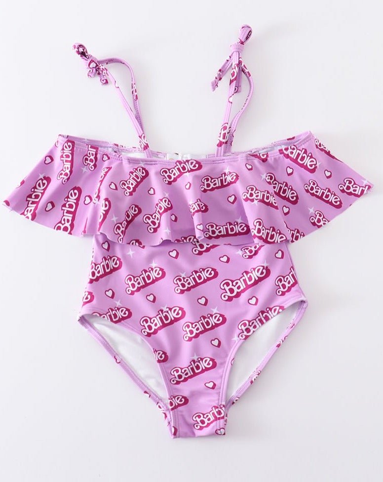 Pink Barbie Print Strap Swimsuit UPF50+ - Gibs+Grady