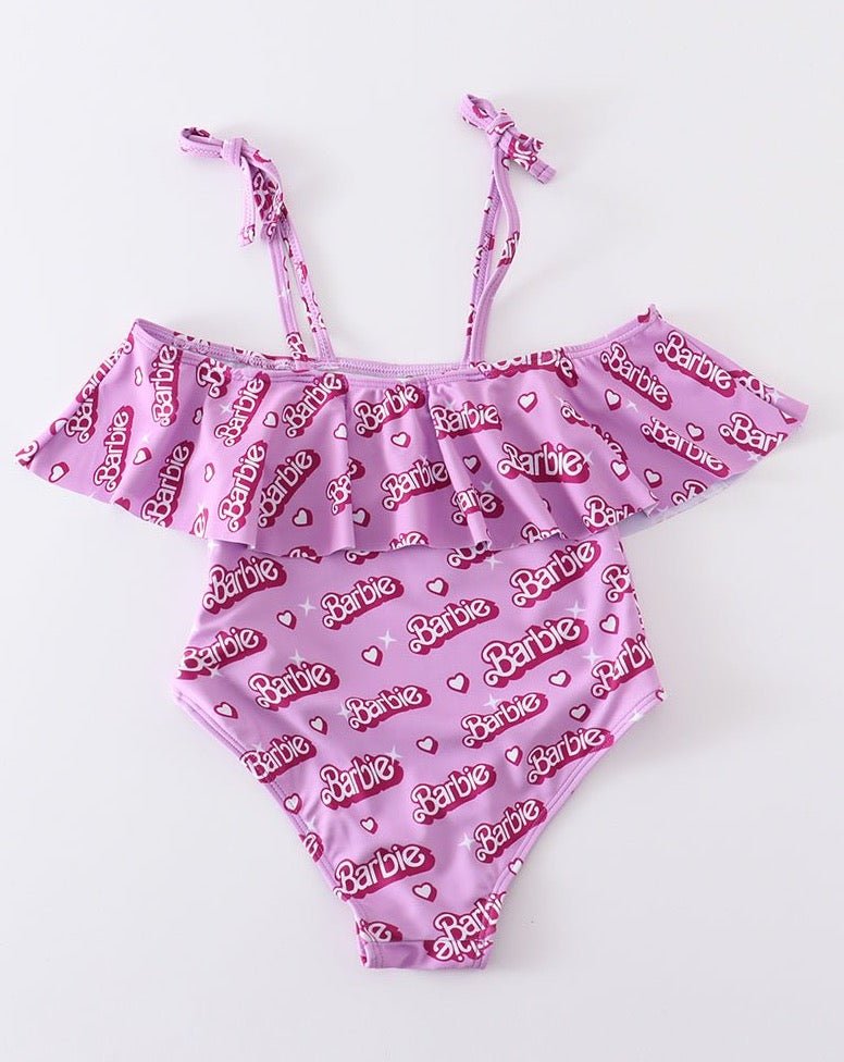 Pink Barbie Print Strap Swimsuit UPF50+ - Gibs+Grady