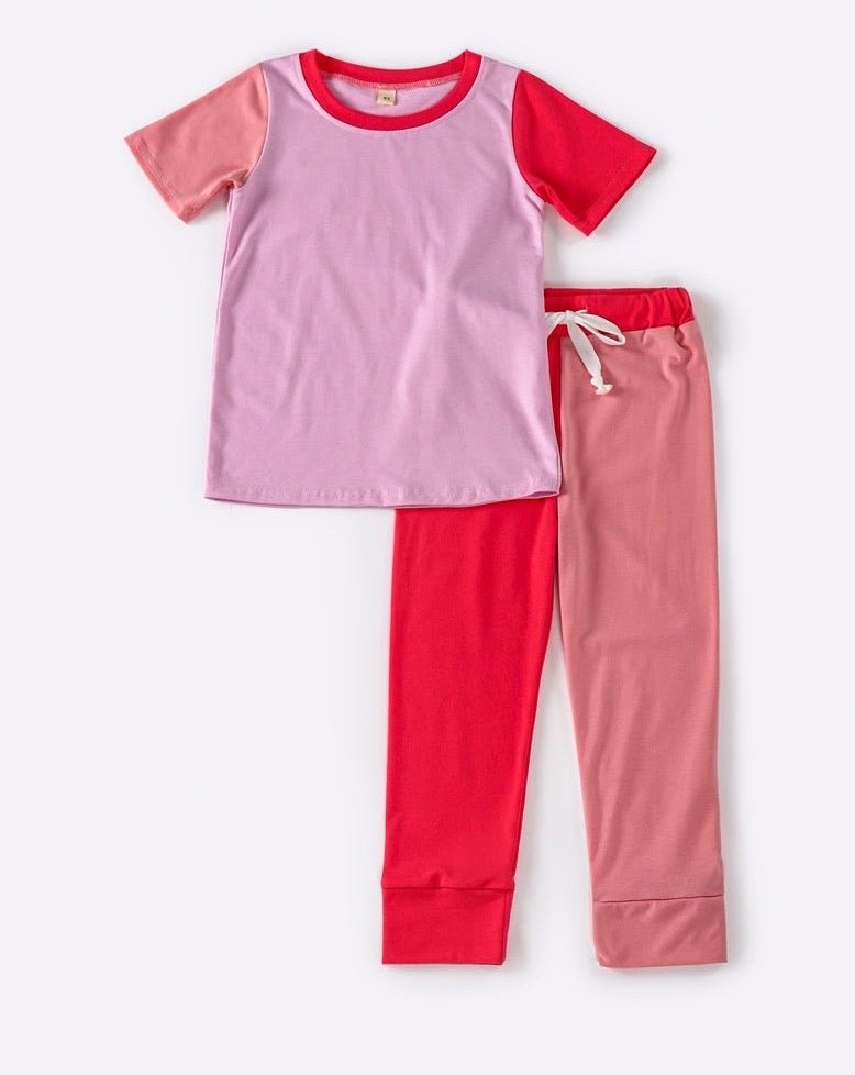 Pink Color Block Girl Pants Set - Gibs+Grady