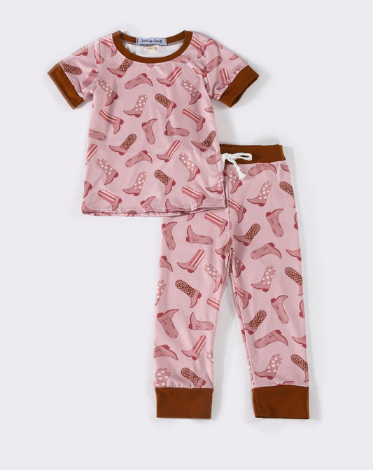 Pink Cowgirl Boots Pajama Set - Gibs+Grady