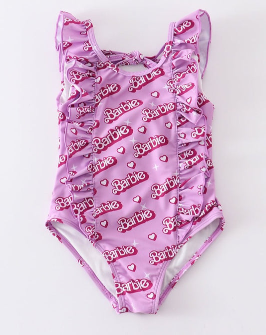 Pink Print Ruffle Girl Swimsuit UPF50+ - Gibs+Grady