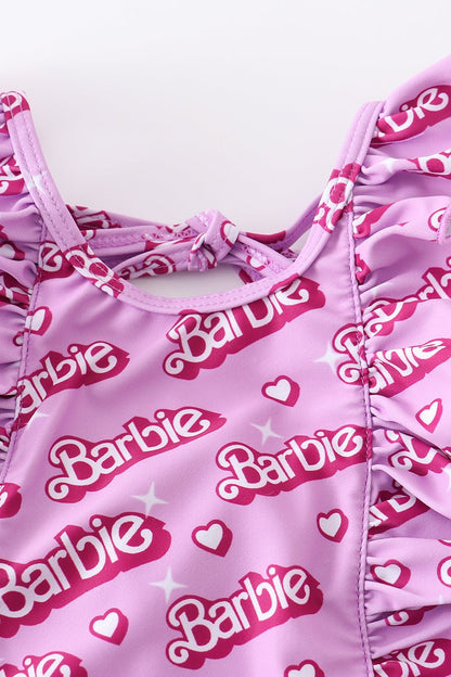 Pink Print Ruffle Girl Swimsuit UPF50+ - Gibs+Grady