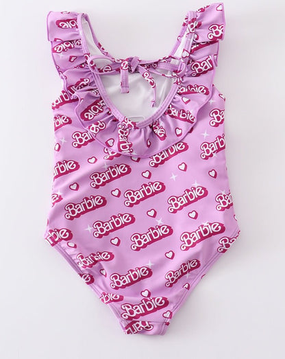 Pink Print Ruffle Girl Swimsuit UPF50+ - Gibs+Grady