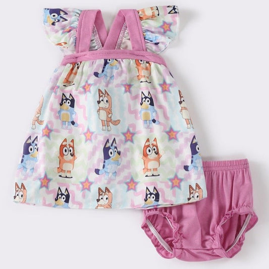 Pink Stars Blue Character Baby Girl Set - Gibs+Grady