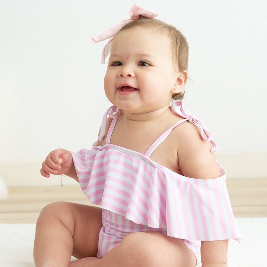 Pink Stripe Strap Swimsuit UPF50+ - Gibs+Grady