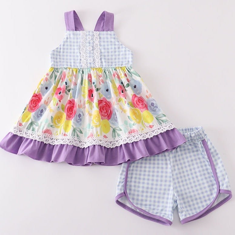 Piper Purple Floral Print Girl Set - Gibs+Grady