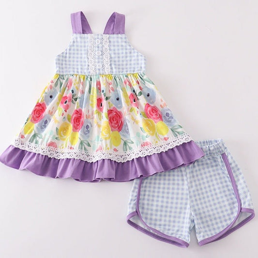 Piper Purple Floral Print Girl Set - Gibs+Grady