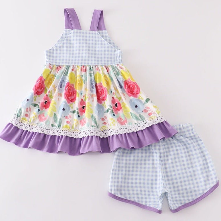 Piper Purple Floral Print Girl Set - Gibs+Grady